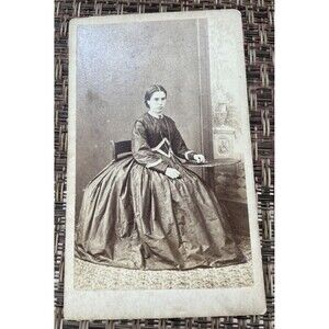 Antique Cabinet Card Photo Victorian Lady Full Dress RB Thorpe Photographer